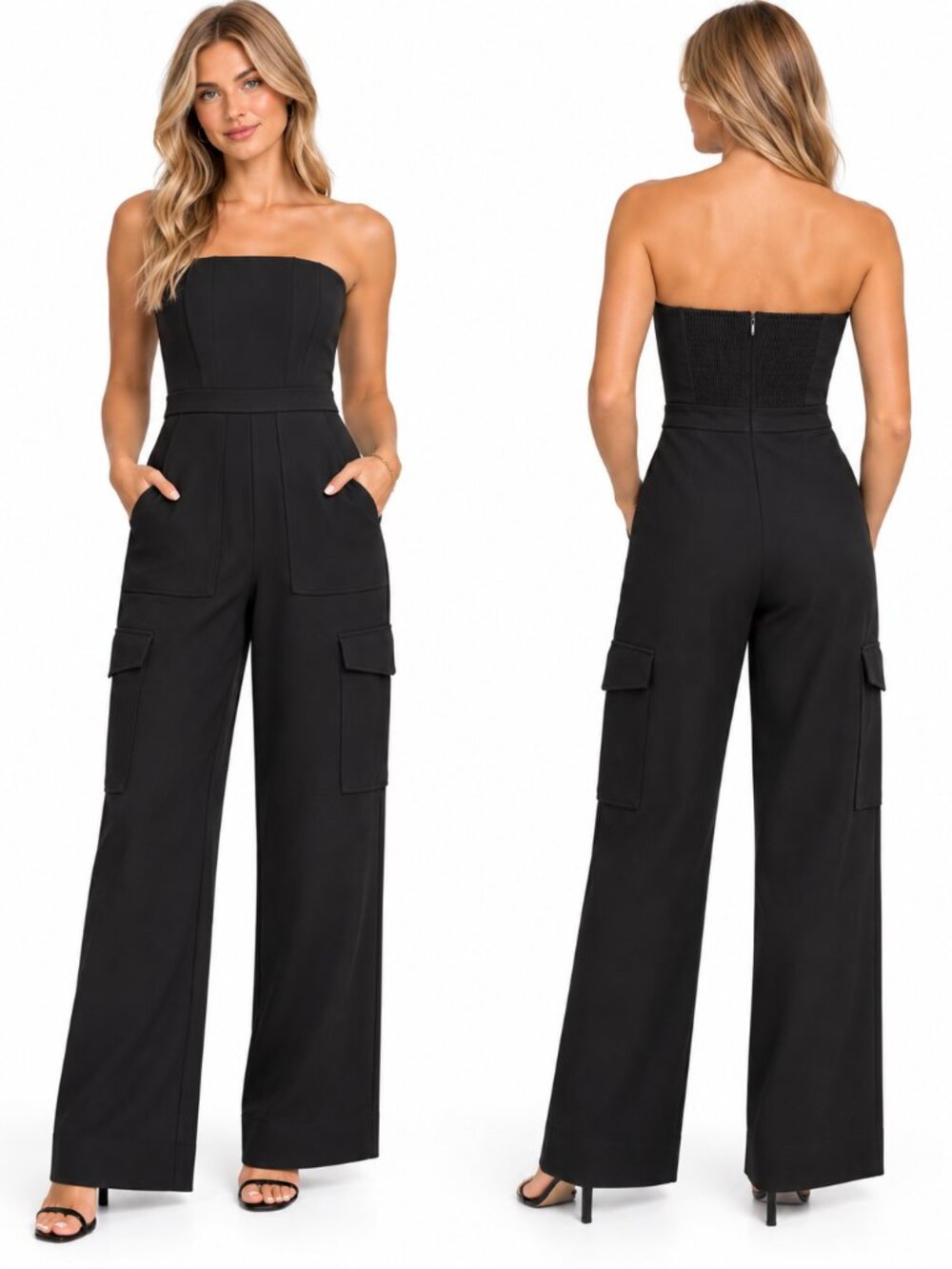 Aritzia Wilfred Black Strapless Cargo Jumpsuit Size 00 EUC